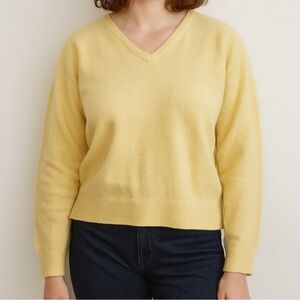Antartex Knit Lambswool V-Neck Sweater in Yellow